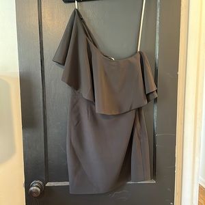 Fame and Partners NWT US size 8 black one shoulder mini dress